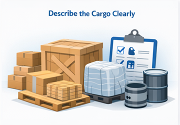 Diferentes tipos de carga, incluidos pallets, cajas y mercancías empaquetadas para su transporte.